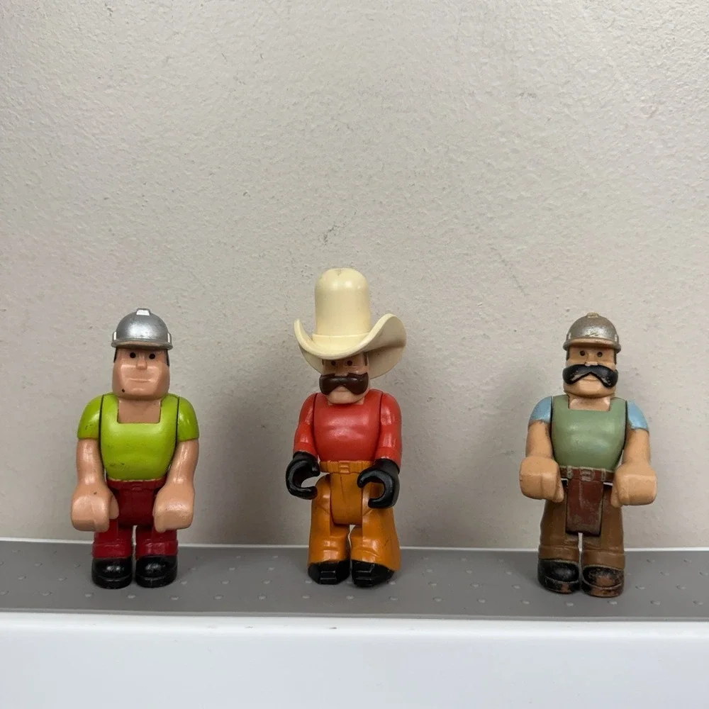 Vtg Fisher Price Lot Of 3 Husky‎ Helpers Play Action Figures Cowboy Construction